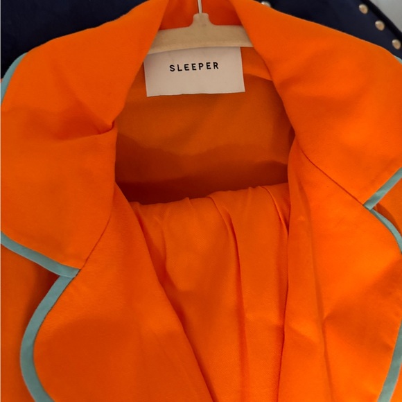 SLEEPER CROPPED DETACHABLE FEATHER-TRIM PARTY PAJAMA SET IN ORANGE - Size XS - Picture 12 of 13